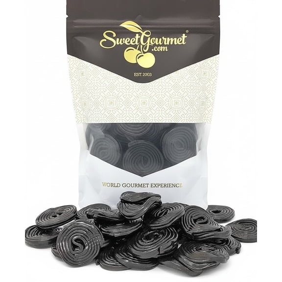 SweetGourmet Italian Black Licorice Wheels, Natural Colors and Flavors,  Bulk Candy, 1 Pound