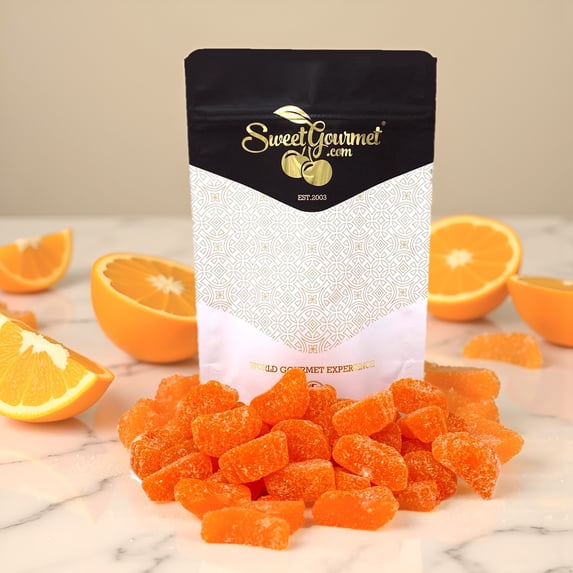SweetGourmet Orange Fruit Slices, Sugar Coated Jelly Candy, 1-Pound Bulk Bag, Naturally Flavored, Gluten-Free