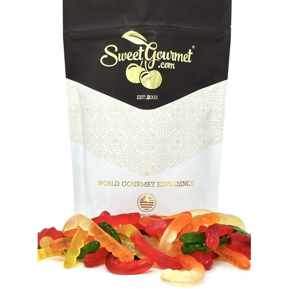 SweetGourmet Large Gummy Worms | Assorted Fruit Bulk Candy | 1 Pound