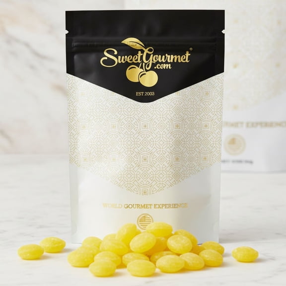SweetGourmet Natural Sanded Lemon Drops, Old-Fashioned Hard Candy, Tart Lemon Flavor, Sugar-Coated, 1 Pound