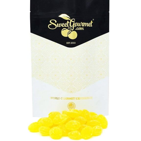 SweetGourmet Lemon Natural Sanded Candy Drops, Old-Fashioned Hard Candy Bulk, 1 Pound