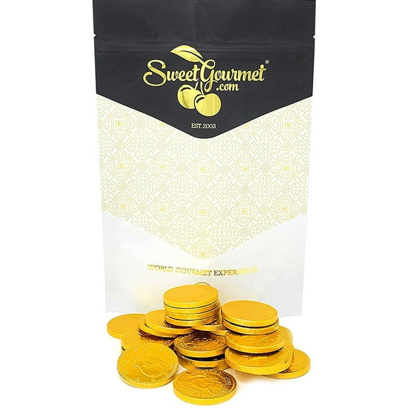 SweetGourmet Milk Chocolate Gold Coins | Premium Belgian Chocolate | 1 Pound