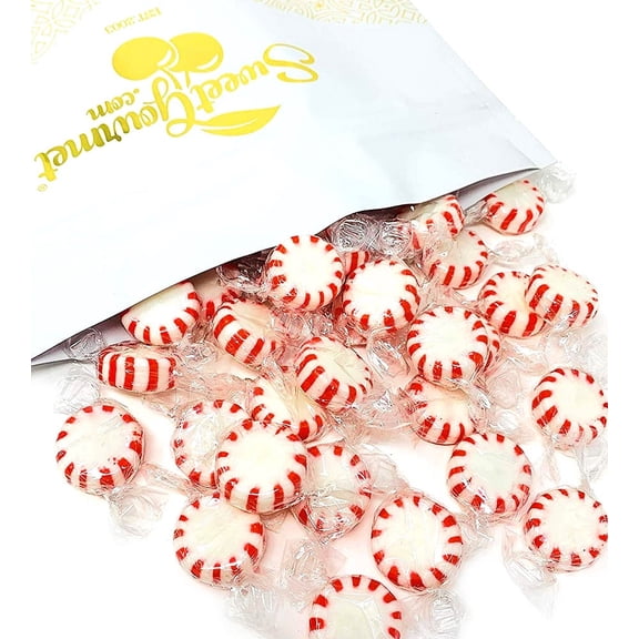 SweetGourmet Red & White Peppermint Starlight | White Center Twist Wrap Mints | 3 Pounds