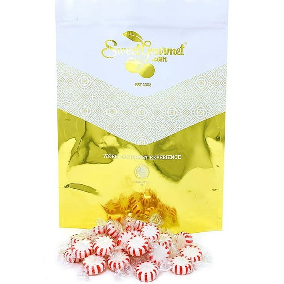 SweetGourmet Red & White Peppermint Starlights | White Center Arcor Bulk Mints | 5 Pounds