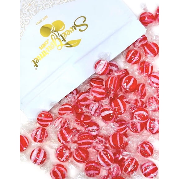 SweetGourmet Red and White Striped Cinnamon Discs, Wrapped Bulk Hard Candy, 3 Pounds Bag