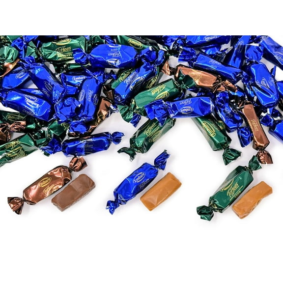 SweetGourmet Soft Toffees Assorted Candy Mix, Chocolate, Vanilla and Coconut Flavors, Individually Wrapped, 3 Pounds