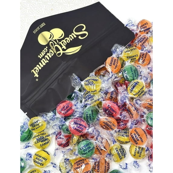 SweetGourmet Sugar-Free Assorted Fruit Mix Hard Candy Wrapped, Lemon, Cherry, Orange, Lime, 2-Pound Bag