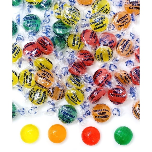 SweetGourmet Sugar-Free Assorted Fruit Mix Hard Candy Wrapped, Lemon, Cherry, Lime, Orange, 4-Pound Bag