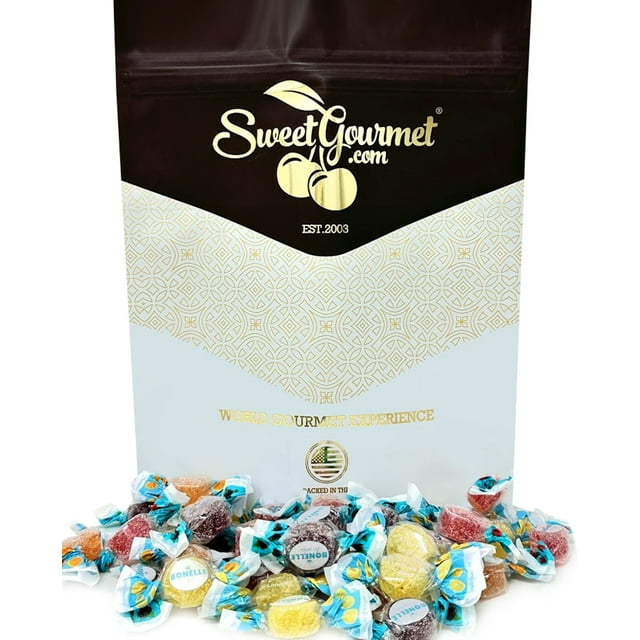 SweetGourmet Sugar-Free Bonelle Italian Jellies | Mandarin, Lemon, Strawberry, Blackberry | 1 Pound