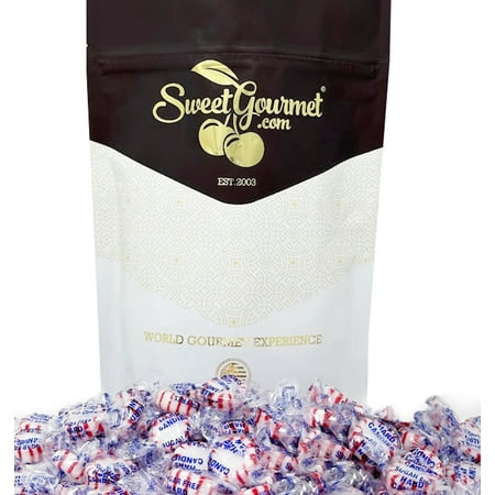 SweetGourmet Sugar-Free Peppermint Starlights, Naturally Flavored Hard candy, Gluten-Free, Vegan, Keto, Fat-Free, 1 Pound