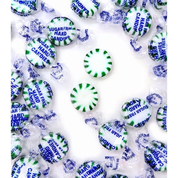 SweetGourmet Sugar-Free Spearmint Starlight Hard Candy, Individually Wrapped, Bulk Candy, 3 Pound Bag