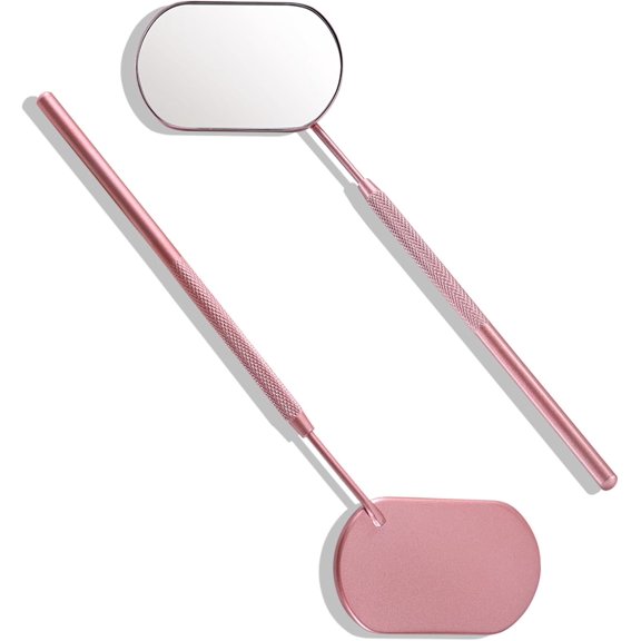 SweetHome Lash Mirror Extra Large Makeup Mirror for Eyelash Extensions Detachable Stainless Steel Square Round Lash Extension Accessories(Pink)