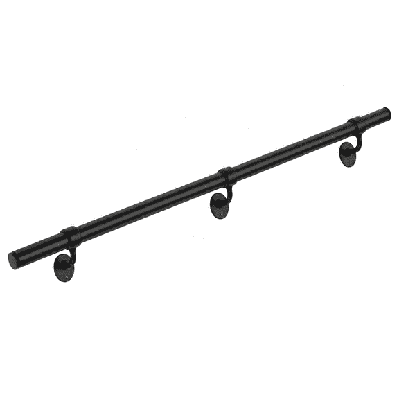 SweetHome Stair Railing, Wall Mount Hand Rail for Indoor Outdoor Steps, 10 Feet Aluminum Round Handrail for Stairs Porch, Black