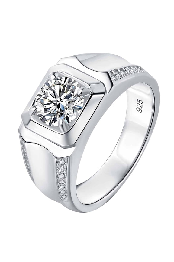 Mens 2ct Moissanite Engagement Ring 925 Sterling Silver D Color VVS1 Clarity Brilliant Round Cut Wedding Promise Ring Size 9