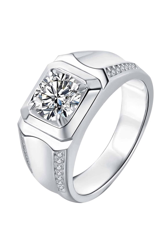 Mens 2ct Moissanite Engagement Ring 925 Sterling Silver D Color VVS1 Clarity Brilliant Round Cut Wedding Promise Ring Size 9