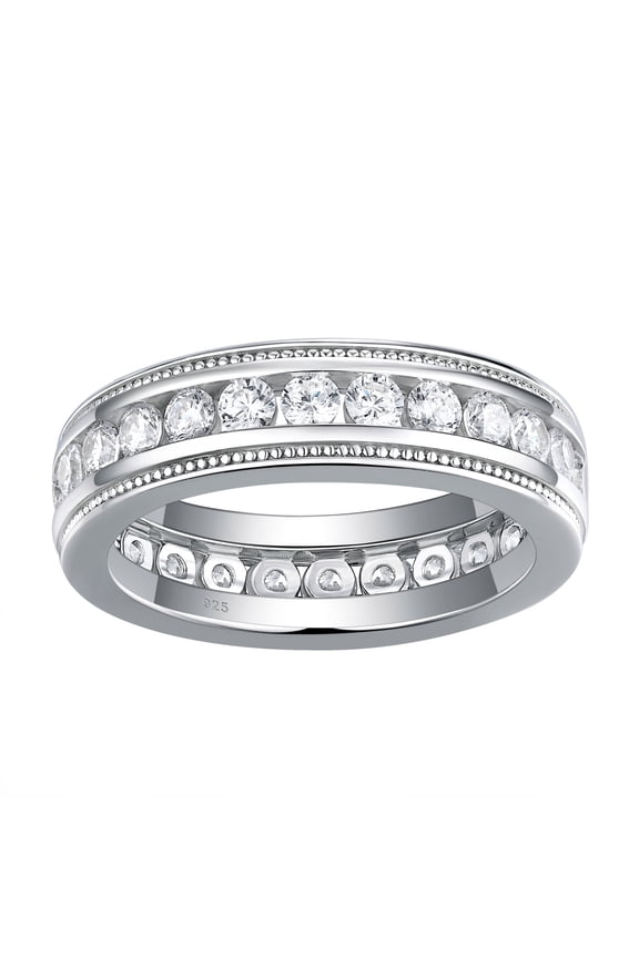 Mens Moissanite Wedding Band 1.6ct 18k White Gold Plated Sterling Silver Eternity Engagement Ring Size 11