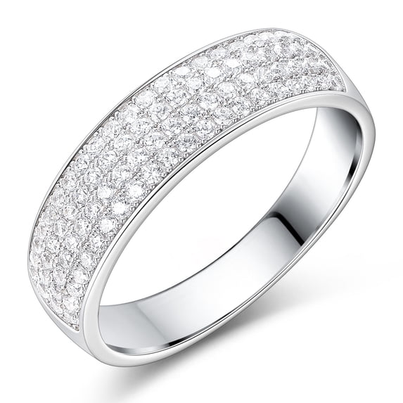 Siyoupin Mens Moissanite Wedding Band 4 Row 84 Round Cut 14k White Gold Plated with Engagement Ring Size 12