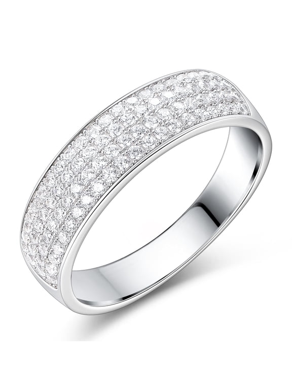 Mens Moissanite Wedding Band 4 Row 84 Round Cut 14k White Gold Plated with Engagement Ring Size 8