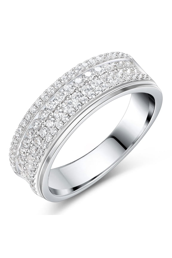 Mens Moissanite Wedding Ring 88 Round Cut 4 Rows 925 Sterling Silver Promise Engagement Band Size 9