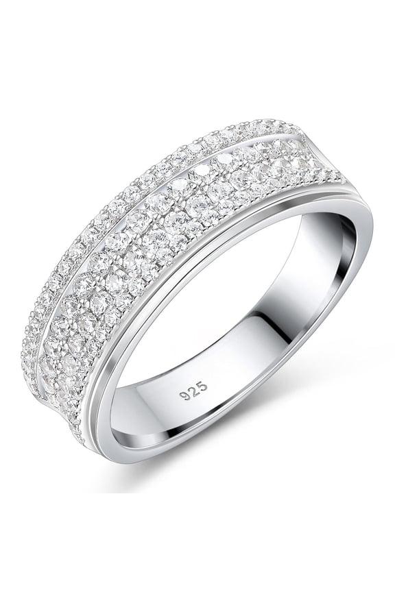 Mens Moissanite Wedding Ring 88 Round Cut 4 Rows 925 Sterling Silver Promise Engagement Band Size 9