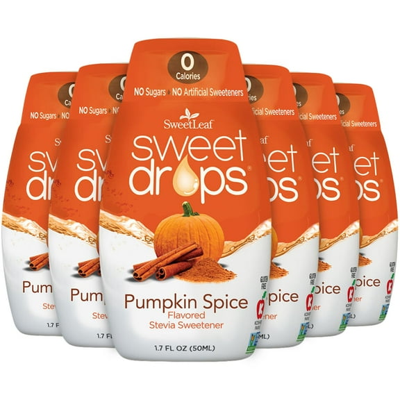 SweetLeaf Sweet Drops Pumpkin Spice Liquid Stevia Sweetener - Stevia Liquid Drops, Zero Calories, Zero Sugar, Gluten-Free - 1.7 Fl Oz, Pack of 6