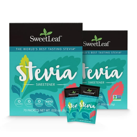 SweetLeaf Stevia Packets 70 DEF29 Count (Pack of 2)