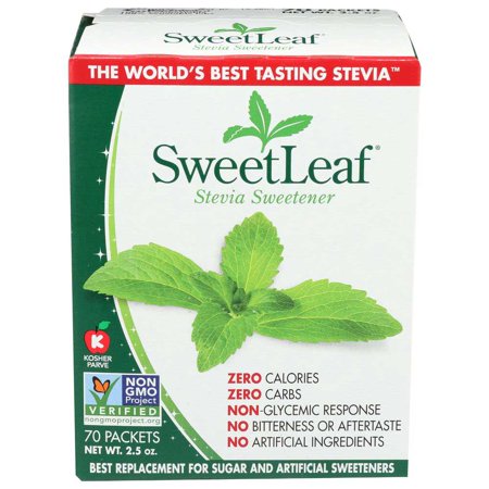 SweetLeaf Stevia Packets - Zero Calorie Stevia Powder, No Bitter Aftertaste, Sugar Substitute for Keto Coffee, Nothing Artificial, Non-GMO Stevia Sweetener Packets, 70 Count