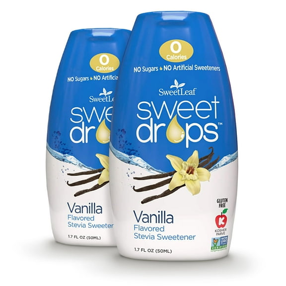 SweetLeaf Sweet Drops - GGA1 Flavored Liquid Sweetener, Extract, Zero Calories, Gluten Free, Keto Friendly, Non GMO, Natural Flavor, Sugar Alternative - Vanilla, 1.7 Fl Oz (Pack of 2)