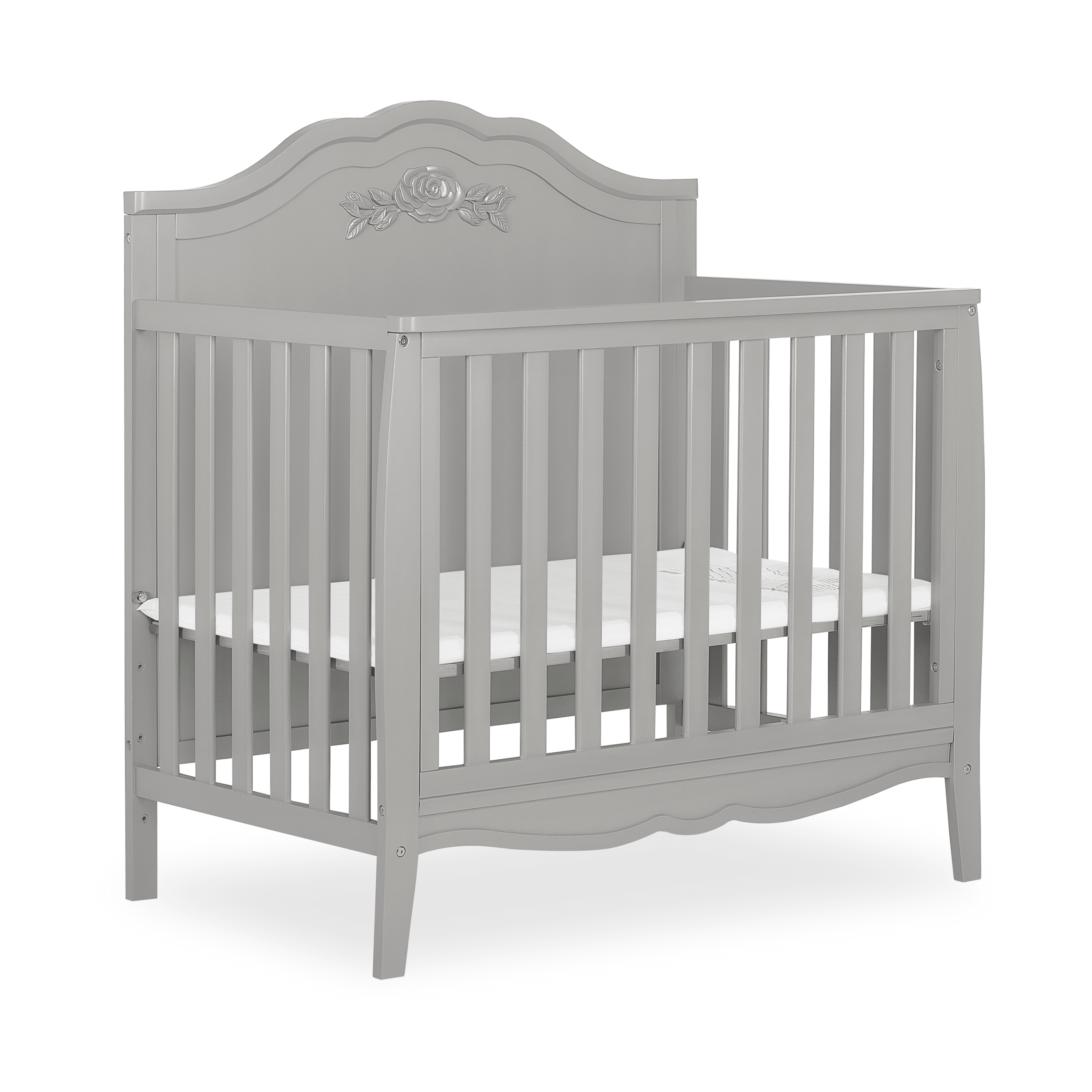 Rose Platinum 4-in-1 Convertible Mini Crib with Rose Detailing