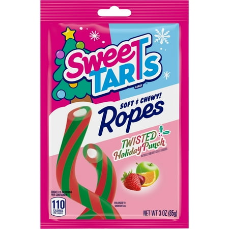 SweeTARTS Ropes Twisted Holiday Punch, Christmas Candy, Stocking Stuffers, 3oz Bag