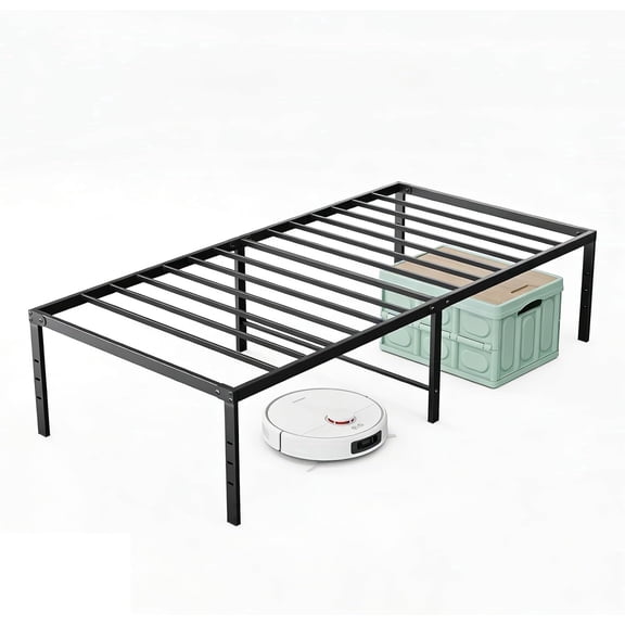 Sweetcrispy 16 inch Twin Heavy-Duty Metal Bed Frame, Platform Frame with Under-Bed Storage, No-Squeak, Easy Assembly, Includes Assembly Kit