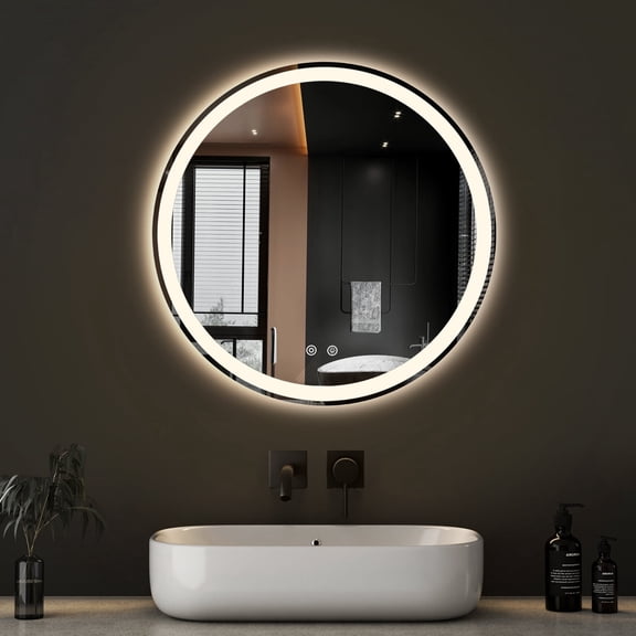 Sweetcrispy 24" Anti-Fog LED Bathroom Mirror with Frame, 3 Light Colors & Brightness Control, White