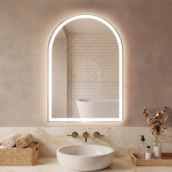 Sweetcrispy 24"x36" Anti-Fog LED Bathroom Mirror with Frame, 3 Light Colors & Brightness Control, White