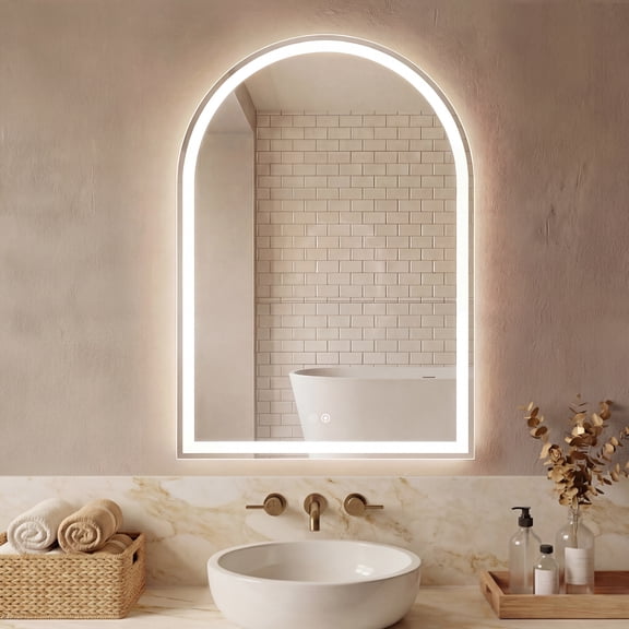 Sweetcrispy 28"x36" Anti-fog LED Bathroom Mirror with 3 Lighting Modes & Adjustable Brightness, White