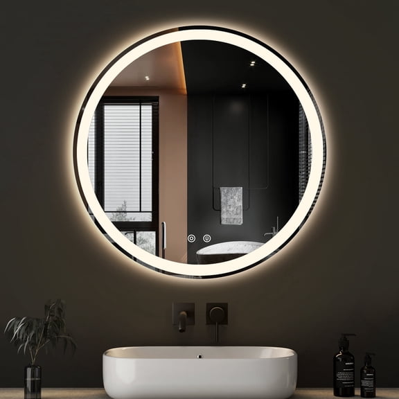 Sweetcrispy 30" Anti-Fog LED Bathroom Mirror with Frame, 3 Light Colors & Brightness Control, White