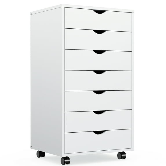 Sweetcrispy 7 Drawer Chest - Storage Cabinets with Wheels Dressers Dresser Cabinet Mobile Organizer Drawers for Office