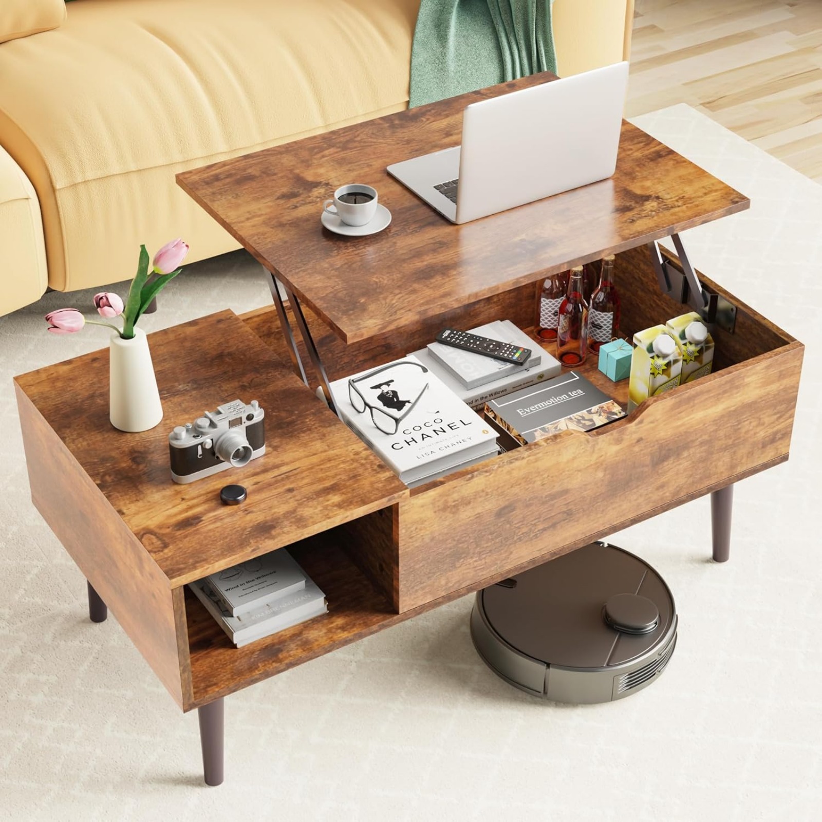Small Low Rising Coffee Table Sweetcrispy Coffee Table, Lift Top Coffee Tables for Living Room, Small ...