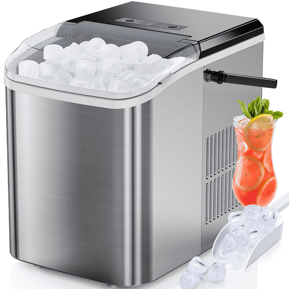 Sweetcrispy Countertop Ice Maker, Portable Ice Machine Self-Cleaning with Ice Scoop, Basket and Handle