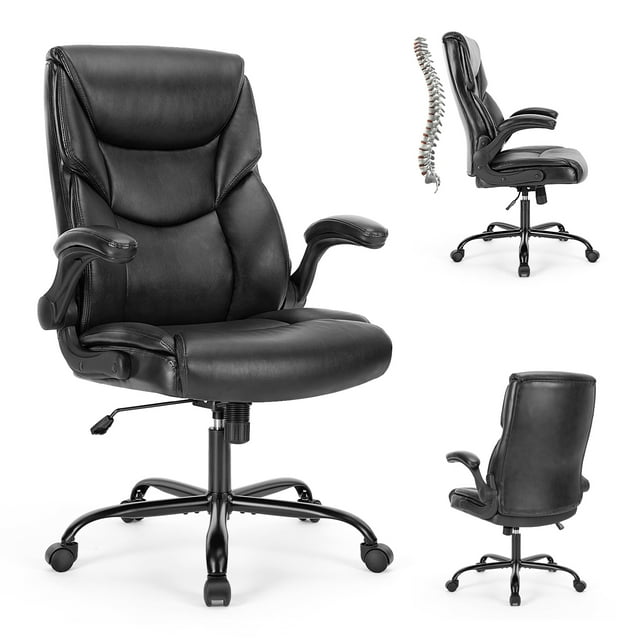 Sweetcrispy Executive Office PU Leather Desk Chair High Back FlipUp