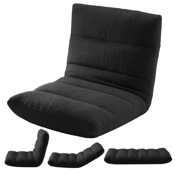 Sweetcrispy Folding Floor Chair with 14 Adjustable Positions, Memory Foam Floor Lounger, 300 lbs Capacity for Gaming, Reading and Meditation, Black