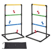 Sweetcrispy Ladder Ball Game Set Portable Ladder Toss for Backyard Tailgates Campsites and Family Fun, Black