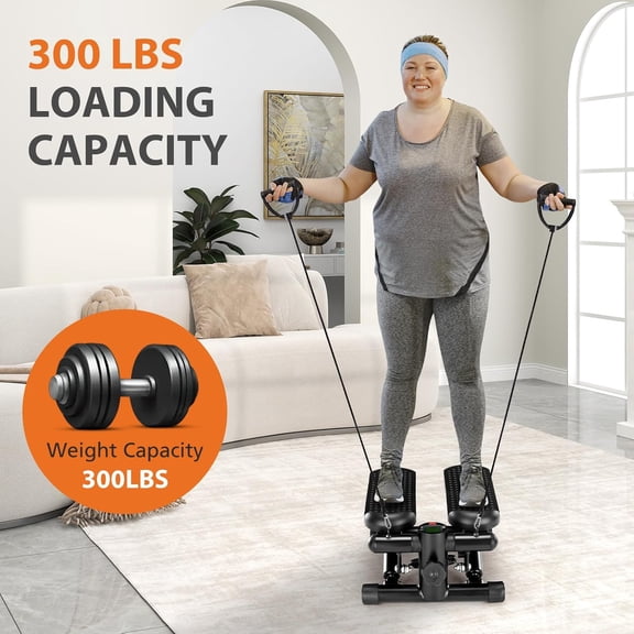 Sweetcrispy Mini Stair Stepper with Resistance Bands, Portable Twist Stepper Exercise Machine for Full Body Workout at Home, 300LBS Weight Capacity
