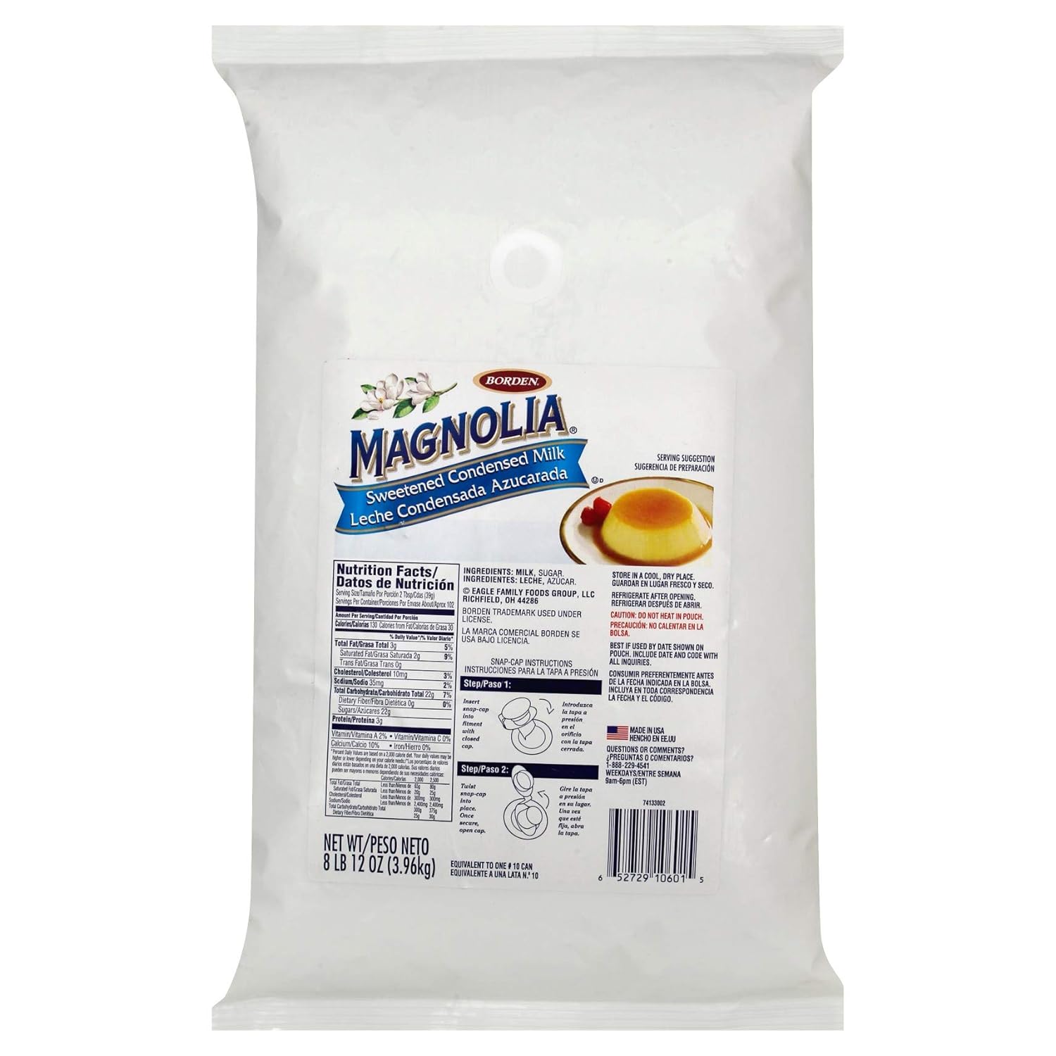 Sweetened Condensed Milk, 140 Ounce Pouch 3 Per Case.