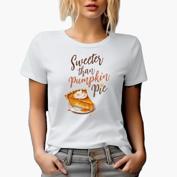 Sweeter Than Pumpkin Pie with Realistic Painting Art Merch Gift, White T-Shirt, Large