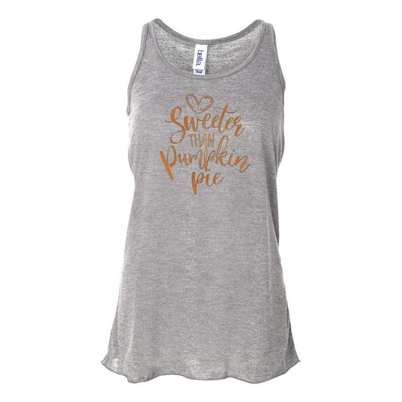 "Sweeter Thank Pumpkin Pie Tank, Thanksgiving Tank Top, Women's Racerback, Pumpkin Pie Shirt, Gift For Her, Workout Clothes, Turkey Day, Gym, Athletic Grey, SMALL"