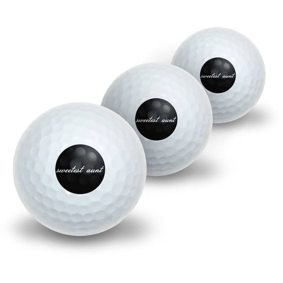 Sweetest Aunt on Black Novelty Golf Balls, 3pk