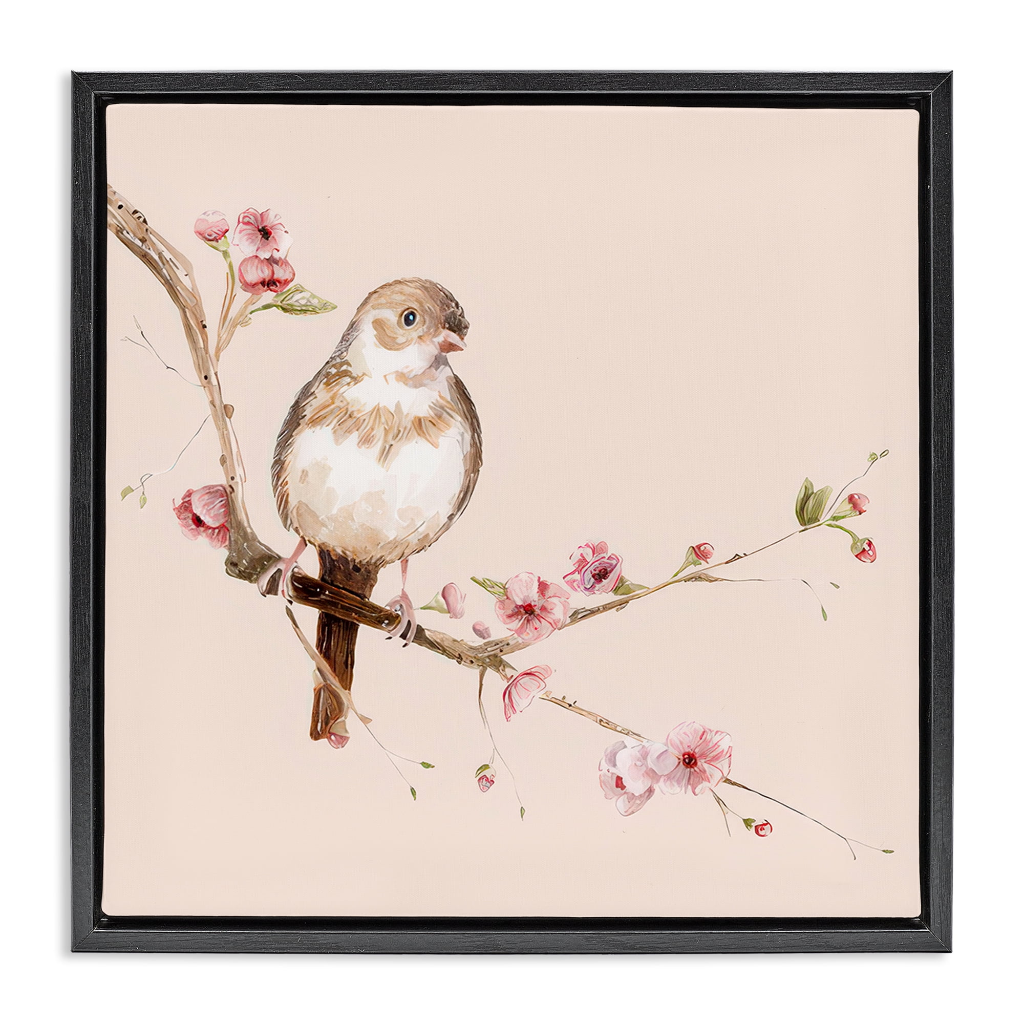 Sweetest Brown Bird Black Framed Floater Canvas Wall Art, design by Lisa Wehmeyer