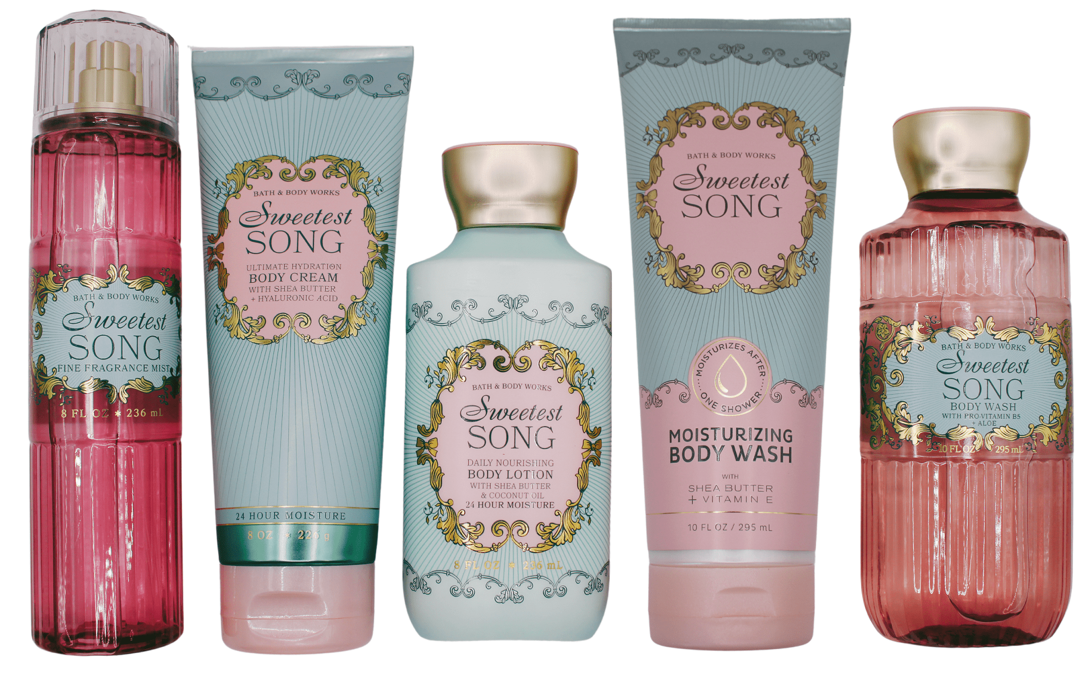 Sweetest Song 5 Piece Set by Bath and Body Works - Mist, Cream