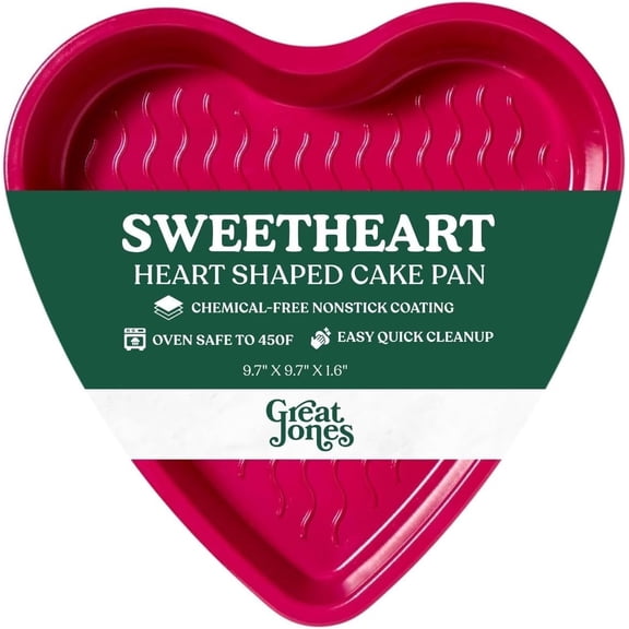 Sweetheart 10 inch Heart Shaped Cake Pan | Nonstick, Non Toxic, Aluminized Steel Baking Pan | Easy to Clean, Scratch-Resistant, Oven & Dishwasher Safe | Raspberry Pink