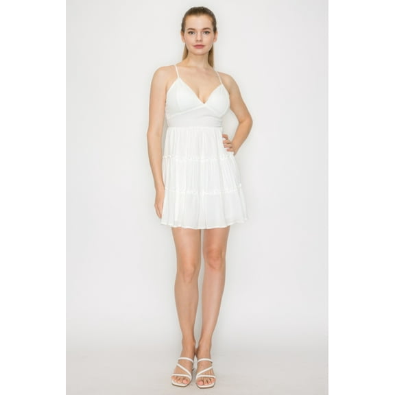 Sweetheart Back-tie Tiered Dress